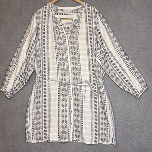 Splendid Collection Freesia Lg Shirt Dress Linen Blend Boho Beach Southwest LS